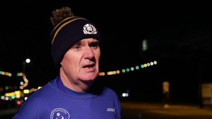 Tony Quinn, Portsmouth Joggers chairman, speaks at the memorial 5k for Ashling Murphy