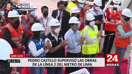 Pedro Castillo supervisó las obras de la Línea 2 del Metro de Lima