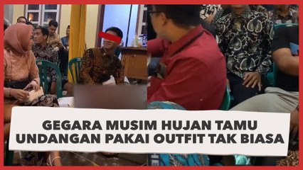 Gegara Musim Hujan Tamu Undangan Pakai Outfit Tak Biasa, Warganet Lebih Syok Lihat Penampilan Pengantin