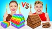 CHOCOLATE VS REAL! FUNNY FOOD CHALLENGE Eating Only Sweet For 24 HOURS By 123 GO! TRENDS