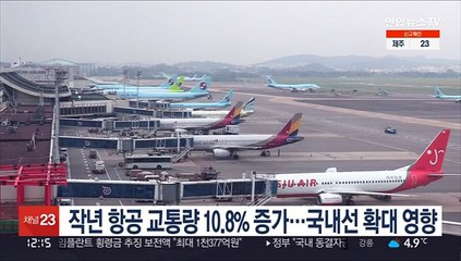 작년 항공 교통량 10.8% 증가…국내선 확대 영향