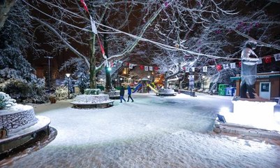 Ankara'nın simgelerinden Kuğulu Park beyaza büründü
