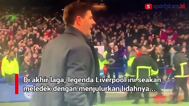 Tatapan Penuh Makna dan Juluran Lidah Steven Gerrard Warnai Kemenangan Aston Villa Atas Everton