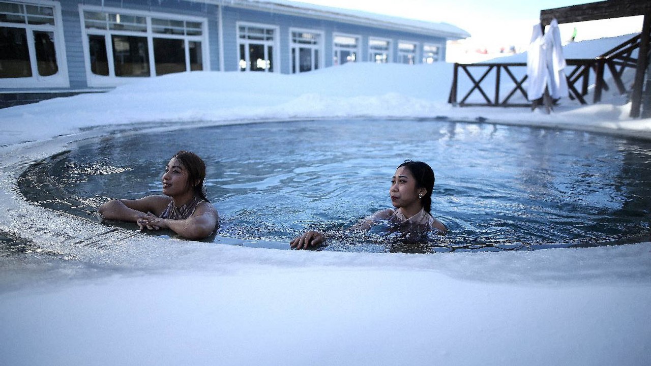 Kar üstünde hamam sefası