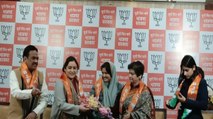 BJP welcomes Aparna Yadav and Aditi Singh at Lucknow office