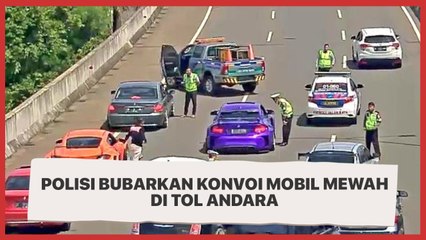 Polisi Bubarkan Iring-iringan Mobil Mewah di Ruas Tol Andara