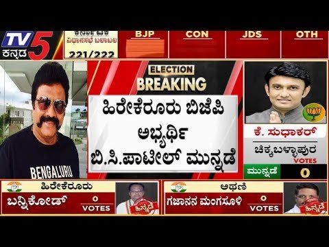 ಬಿಜೆಪಿ ಅಭ್ಯರ್ಥಿ ಬಿ.ಸಿ ಪಾಟೀಲ್ ಮುನ್ನಡೆ | BC Patil | Hirekerur By Election Result | TV5 Kannada