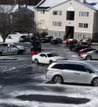 Good Samaritan Slides Across Icy Carpark