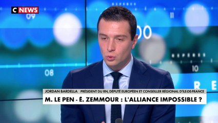 Jordan Bardella sur l'union des droites évoquée par Éric Zemmour : «C'est se regarder le nombril, c'est parler à ses militants»