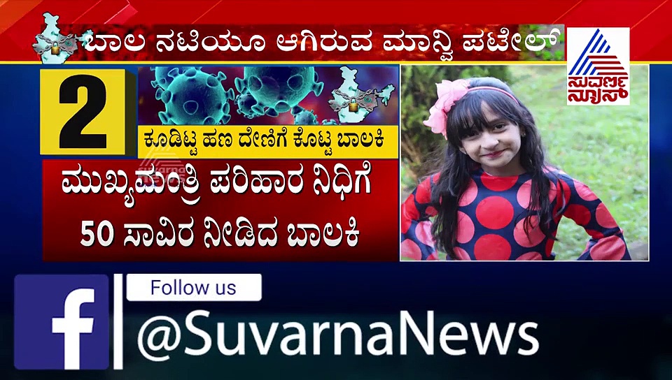 ಕೊರೋನಾ: ಮುಖ್ಯಮಂತ್ರಿಗಳ ಪರಿಹಾರ ನಿಧಿಗೆ 50 ಸಾವಿರ ದೇಣಿಗೆ ನೀಡಿದ ಬಾಲಕಿ