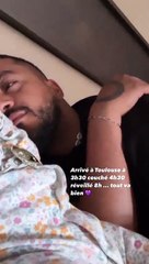 Slimane se filme au réveil avec sa fille Esmeralda. Instagram, juin 2022