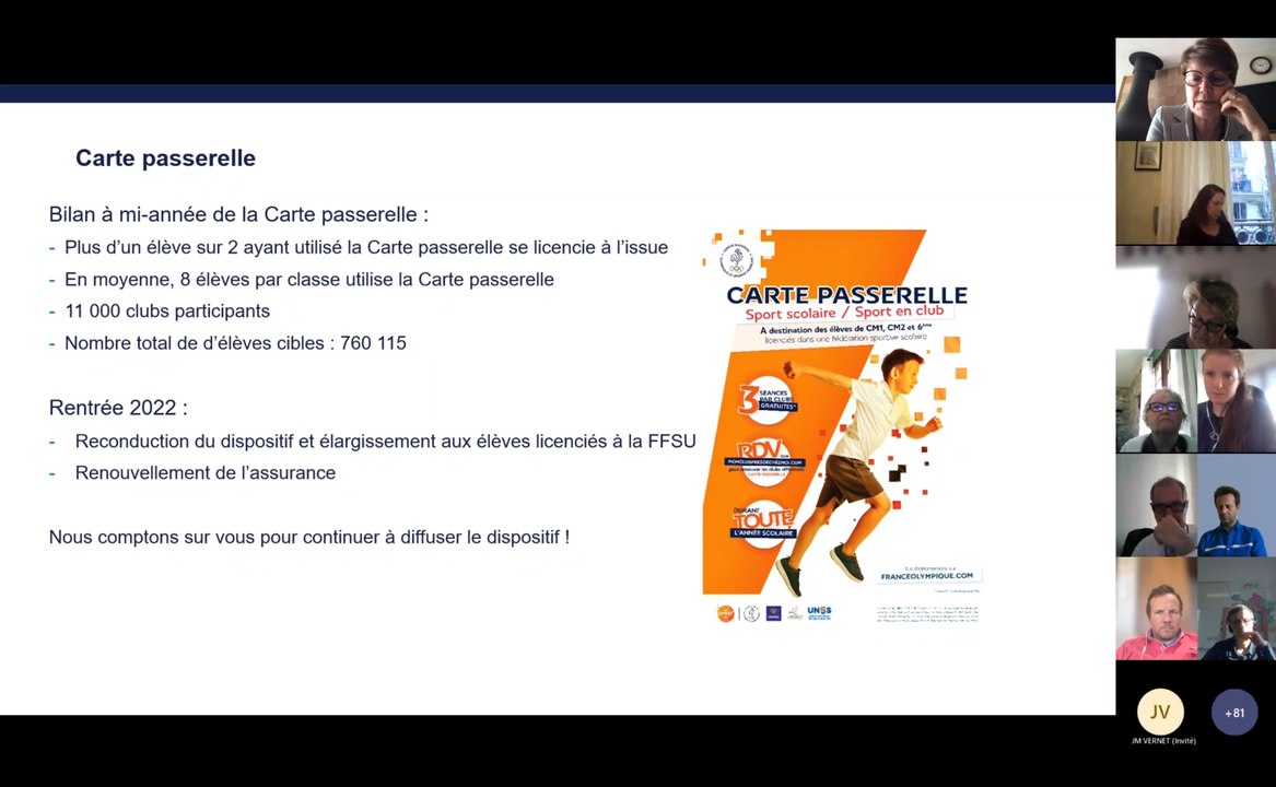 Webinaire CNOSF : 1 école-1 club, carte passerelle, coupon génération 2024, conseil des jeunes