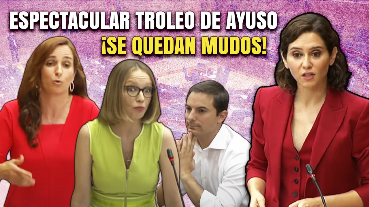 Troleo de Ayuso a Mónica García (Más Madrid), Juan Lobato (PSOE) y Carolina Alonso (Podemos)