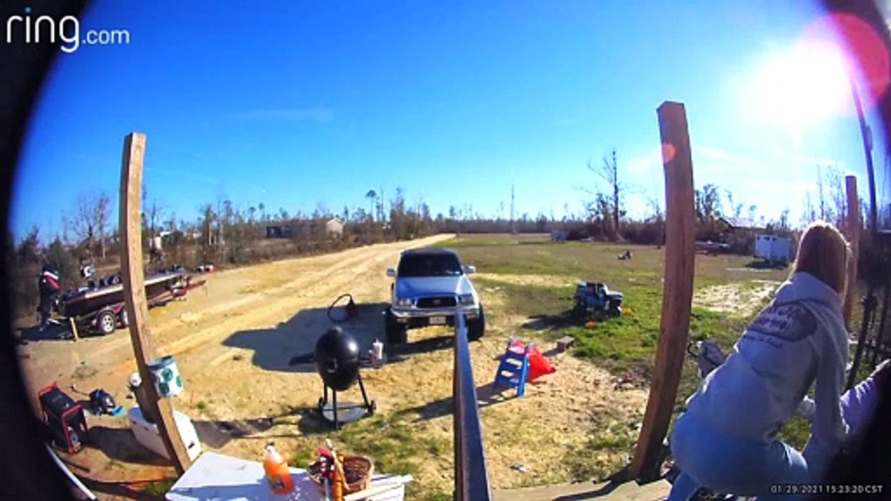 Niece Going Outside Goes for a Ride on the Door