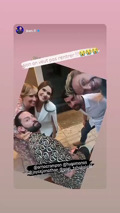 Hugo Manos, Joyce Jonathan, Jeanfi Jassens et Gaël Tchakaloff - La bande des Grosses Têtes en voyage à Athènes à l'invitation de Laurent Ruquier. Juin 2022.