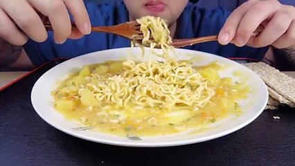 ASMR EATING PEA RAGOUT WITH NOODLES (No Talking) MUKBANG