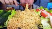 EATING NOODLES + CRAB STICKS WITH CHEESE SAUCE AND FRESH CUCUMBERS ASMR (No Talking) MUKBANG