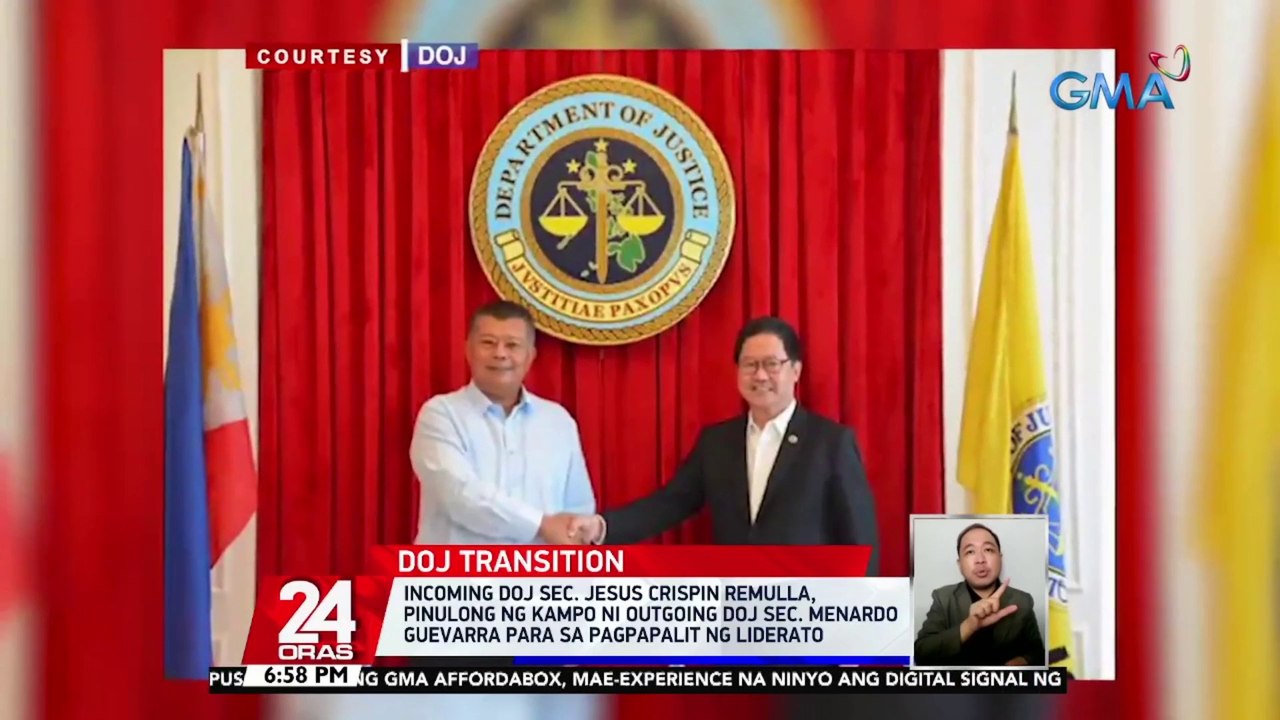 Incoming DOJ Sec. Jesus Crispin Remulla, pinulong ng kampo ni outgoing DOJ Sec. Menardo Guevarra para sa pagpapalit ng liderato | 24 Oras