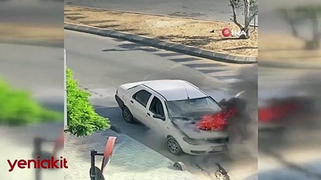 Eyüpsultan’da korku dolu anlar! Seyir halindeki otomobil alev aldı