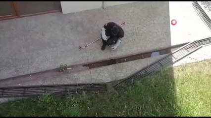 Bahçedeki mazgalın içerisindeki yılanı görünce itfaiyeden yardım istediler