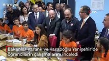 Bakanlar Varank ve Kasapoğlu Yenişehir'de öğrencilerin çalışmalarını inceledi