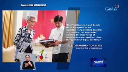Pres.-elect Marcos, maaaring makabiyahe sa Amerika, ayon kay Deputy US Sec. of State Sherman | Saksi