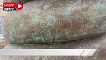 Sultanahmet'teki Yılanlı Sütun'da tahribat: Üstüne kazınan yazı dikkat çekti