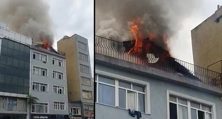 Beyoğlu’nda otelin çatısında yangın