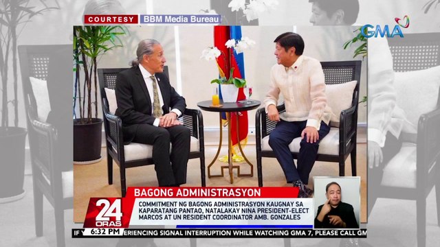 Commitment ng bagong administrasyon kaugnay sa kaparatang pantao, natalakay nina President-elect Marcos at UN Resident Coordinator Amb. Gonzales | 24 Oras