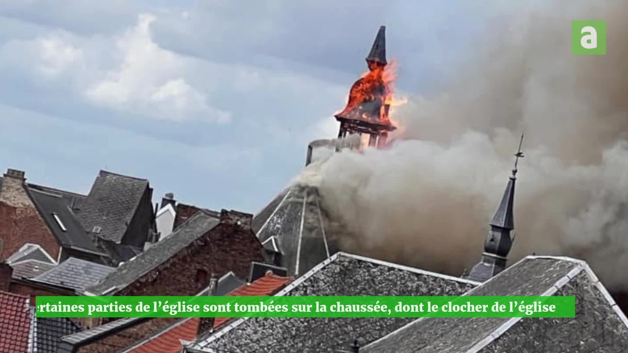 Incendie à l'église de Binche: le clocher s'est...