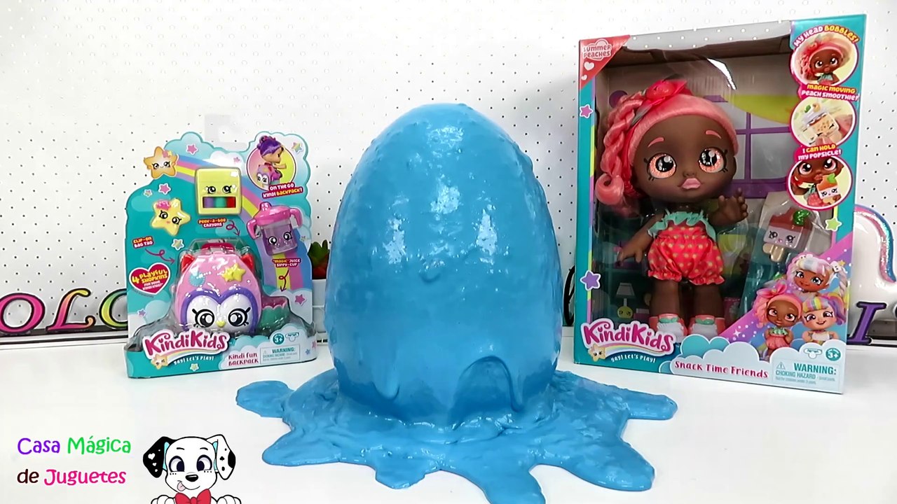 Huevo Sorpresa Gigante Slime Celeste BUTTER SLIME!!! +Kindikids Muñeca y Lonchera