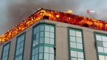 5 katlı işyerinin çatısı alev alev yandı