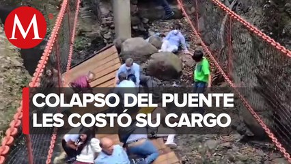 Anuncian separación de 4 funcionarios de sus cargos tras caída de puente