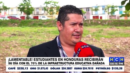 Estudiantes de Honduras recibirán su día con el 70% de la infraestructura educativa dañada