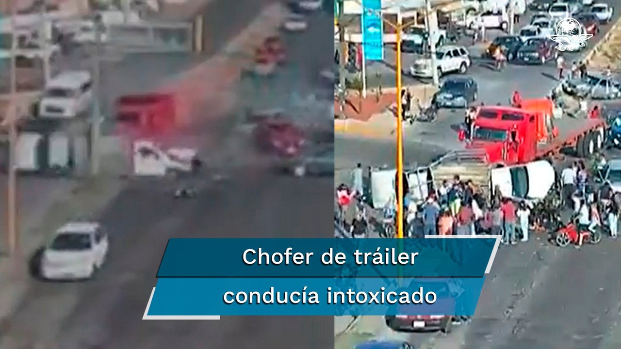 Tráiler se queda sin frenos y choca contra diez autos, hay 13 personas heridas