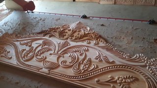 Very nicely designed bed made of high quality wood through CNC machine