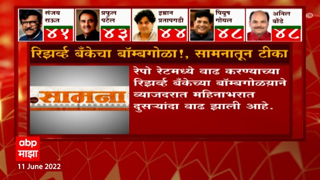 Maharashtra : व्याजदरात महिनाभरात दुसऱ्यांदा वाढ, रेपो रेटमध्ये वाढ; सामनातून टीकास्त्र ABP Majha