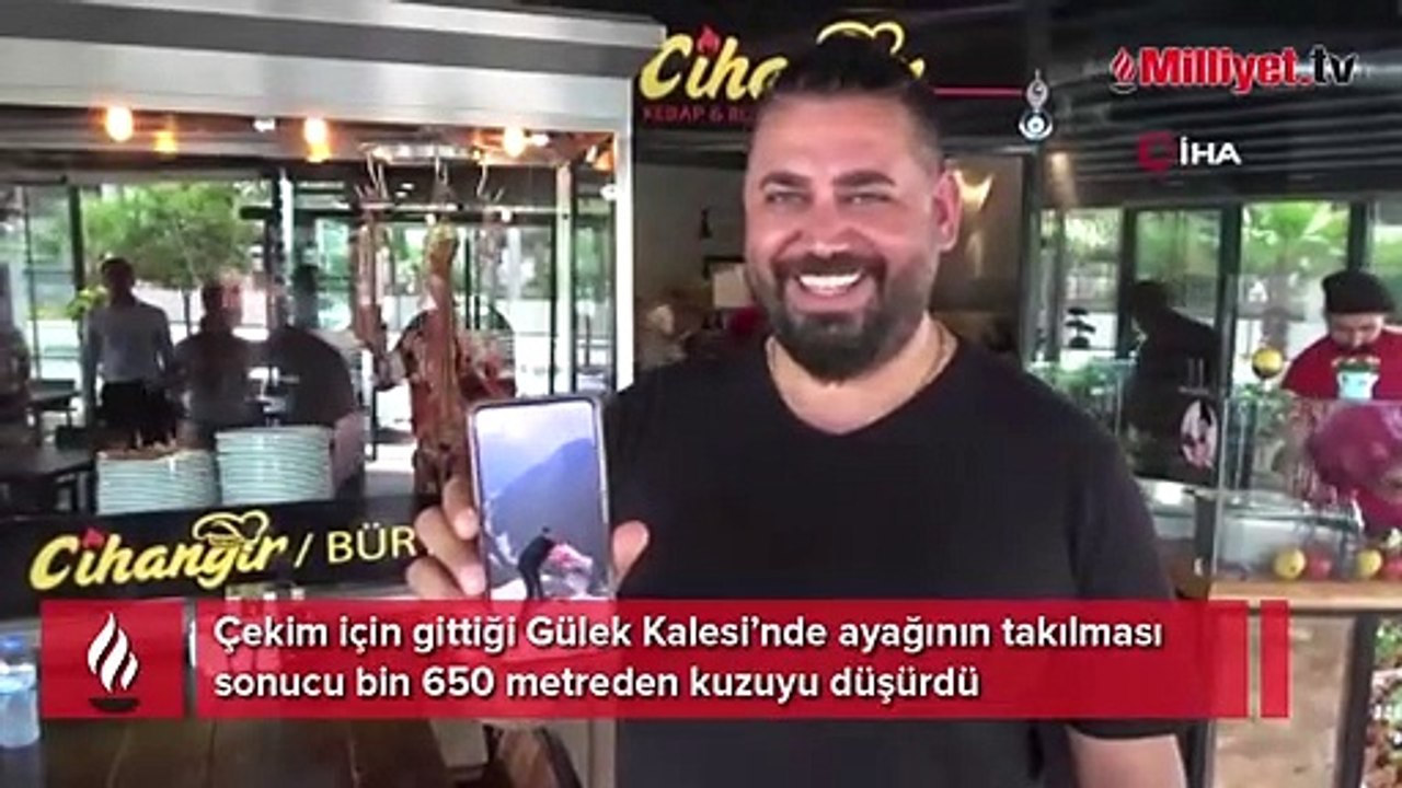 Çekim için götürdüğü kuzuyu bin 650 metreden düşürdü