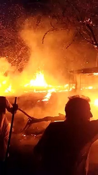 शॉर्ट सर्किट से आधा दर्जन बाड़ों में लगी आग,30 ट्रॉली चारा व घरेलू उपकरण जलकर राख