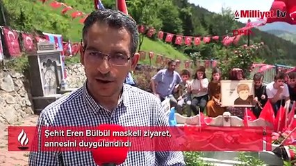 Şehit Eren Bülbül maskeli ziyaret, annesini duygulandırdı