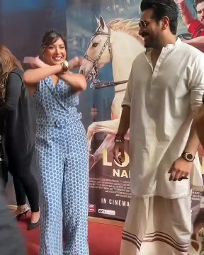 Mehwish Hayat & Humayun Saeed make some moves at the trailer launch of their upcoming film London Nahi Jaunga in Cinemas this Eid Ul Azha 2022