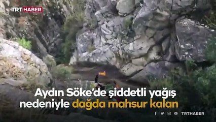 Yağış nedeniyle dağda mahsur kalan 6 kişi helikopterle kurtarıldı