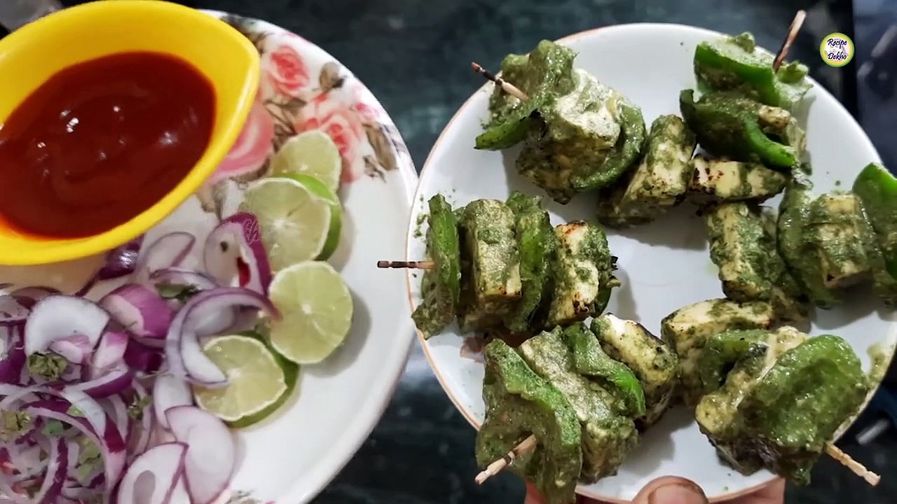 Paneer pudina tikka / Homemade Paneer tikka recipe / बीना ओवन बनाये पनीर पुदीना टिक्का