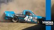 Carson Hocevar spins, makes contact with the wall in Trucks qualifying