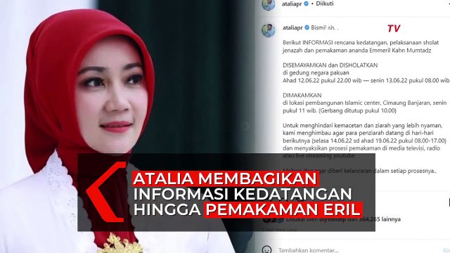 Menanti Kedatangan Jenazah Eril, Atalia Jelaskan Proses Pemakaman Putranya
