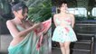 Urfi Javed ने Saree काटकर बनाई प्यारी ड्रेस, लोगों ने की जमकर तारीफ | Viral video *Entertainment