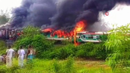 Yolcu treni cayır cayır yandı! Korkutan görüntüler…