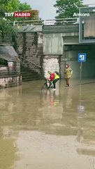 Ankara'da aşırı yağış: Kendini birden sel sularında buldu