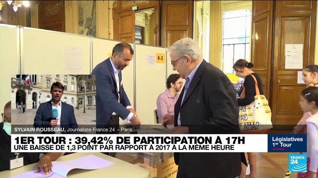 Législatives : 39,42% de participation à 17H00 au 1er tour, en baisse de 1,3 point par rapport à 2017