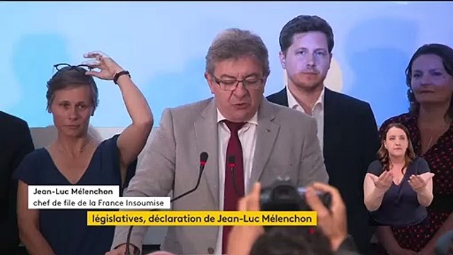 Jean-Luc Mélenchon prend la parole : Au terme de ce 1er tour, la NUPES arrive en tête et sera présente dans plus de 500 circonscriptions au second tour